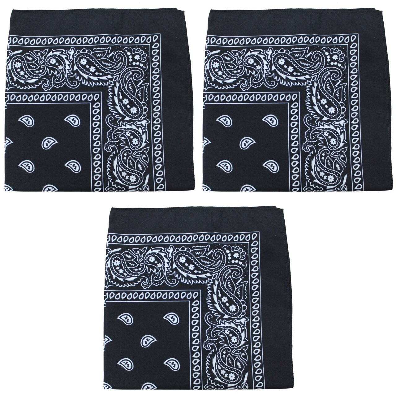 3 Pack Paisley Cotton Bandanas Classic Western Style Headwear